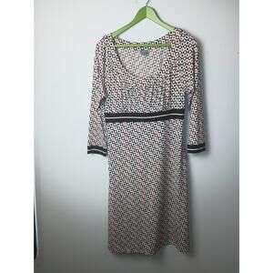 Vtg Ann Taylor Dress Women Brown Beige Geometric A Line Hippy 60s 70s Core 10